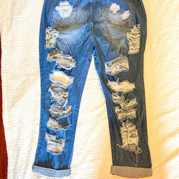 SOLD Fashion Nova No Sensor Distressed Denim Jean SZ 13 - Picture 5 of 13